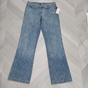 B Jeans Vintage Style Flared Y2K Crossover Waistband, Size 8 NWT